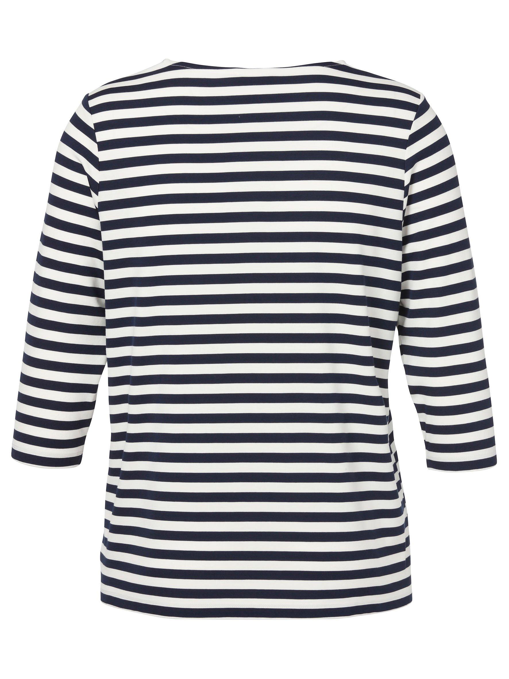 Ringelshirt mit Karree-Ausschnitt und 3/4-Arm