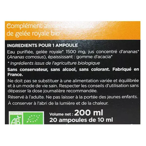 Geleia Real Orgânica Vitaflor 1500mg 20 ampolas