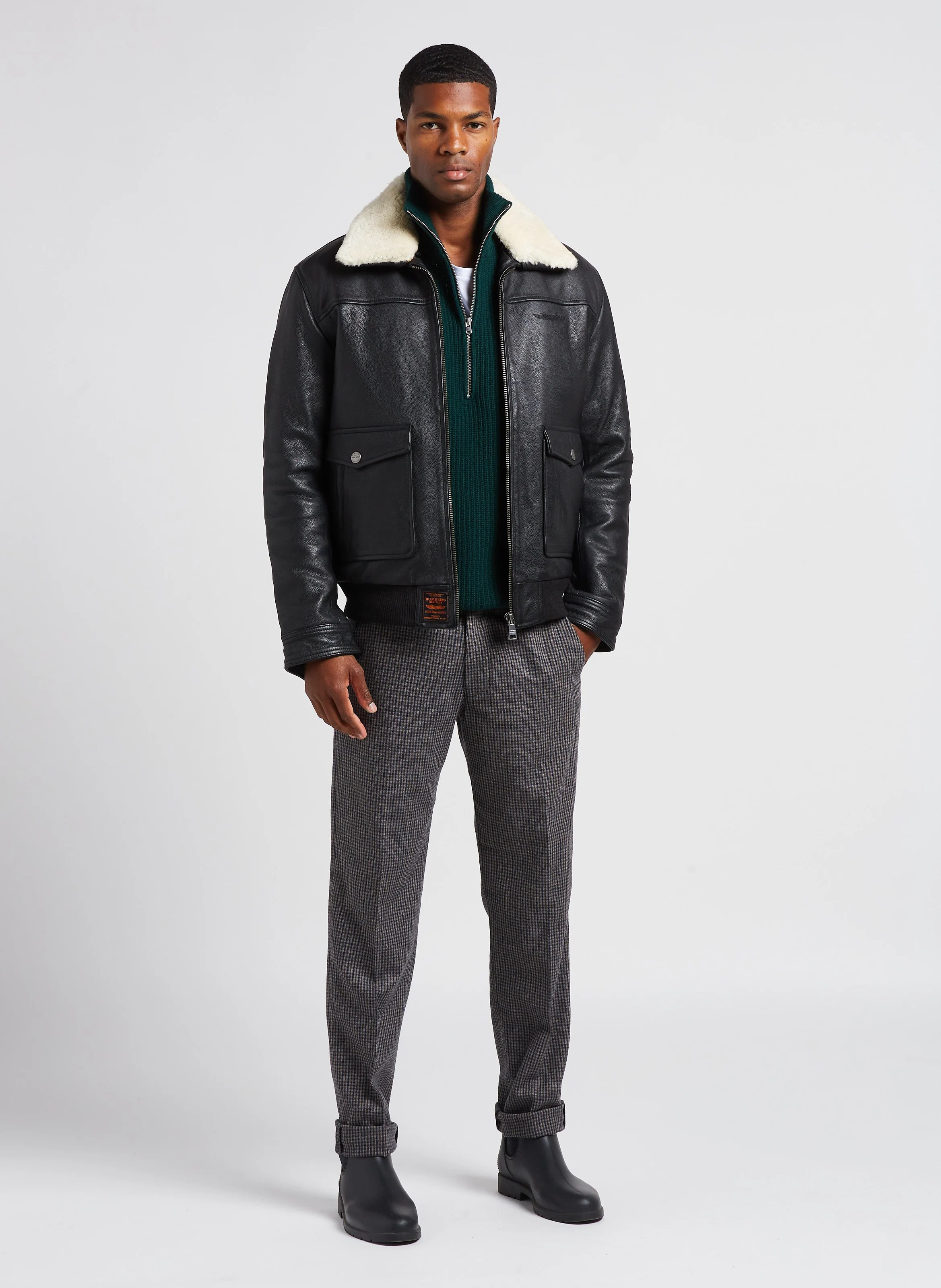 Pantalon droit en laine mélangée | Gris