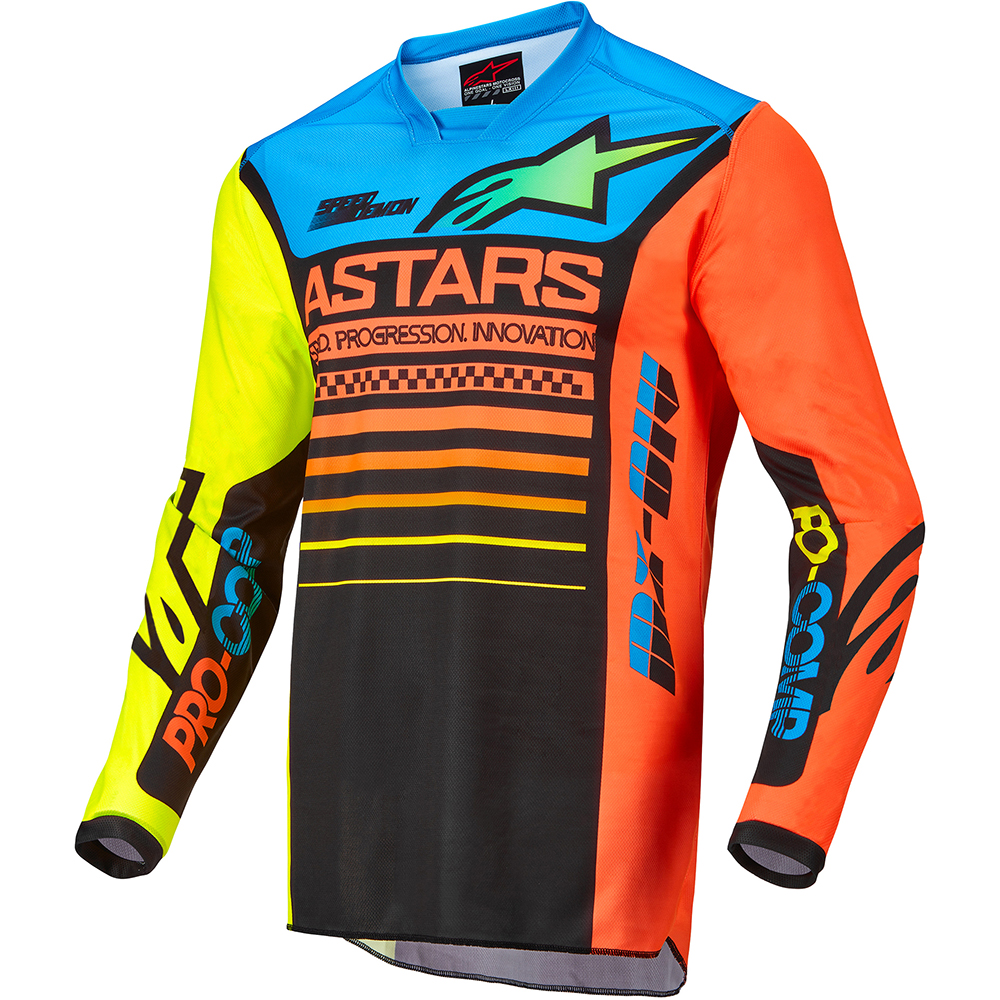 Alpinestars - Maillot Enfant Kids Racer Compass Noir / Jaune fluo / Orange / Bleu