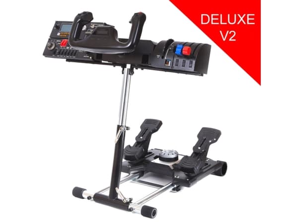 Wheel Stand Pro Deluxe V2, Svart, Rustfritt stål, - Saitek Pro Flight Yoke System throttle quadrant, trim wheel and panel - Logitech G25/G27 Racing..