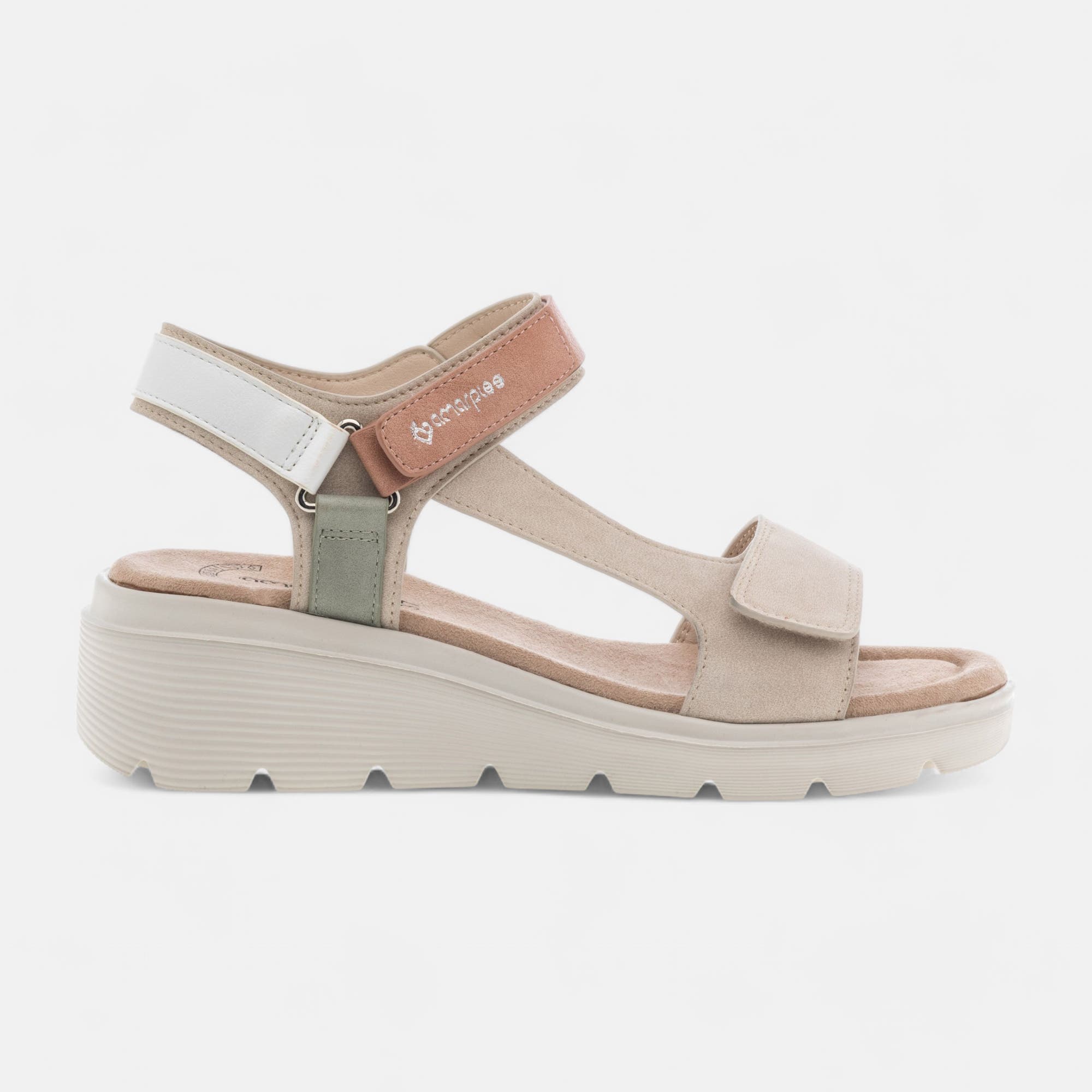 Sandales à talon compensé Femme beige