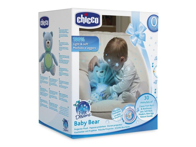 Chicco Projektor Plüsch-Bär mit Lichtprojektionen und Musik 100% Kuschelweich mit Farbwechsel