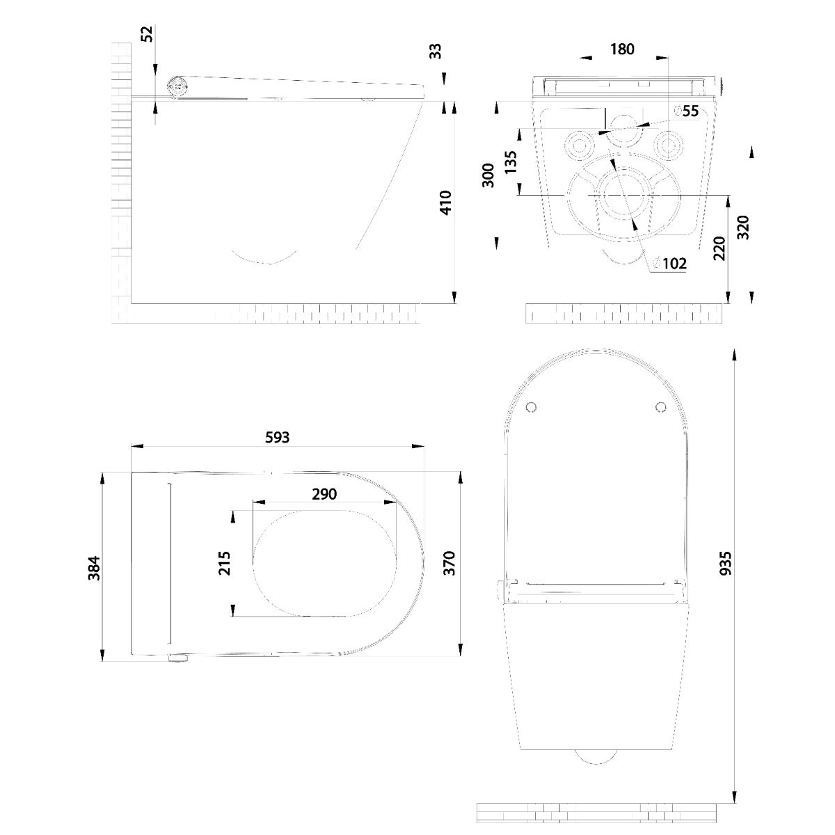 SaniGoods Andria douche wc wit toilet met geïntegreerd elektronisch bidet
