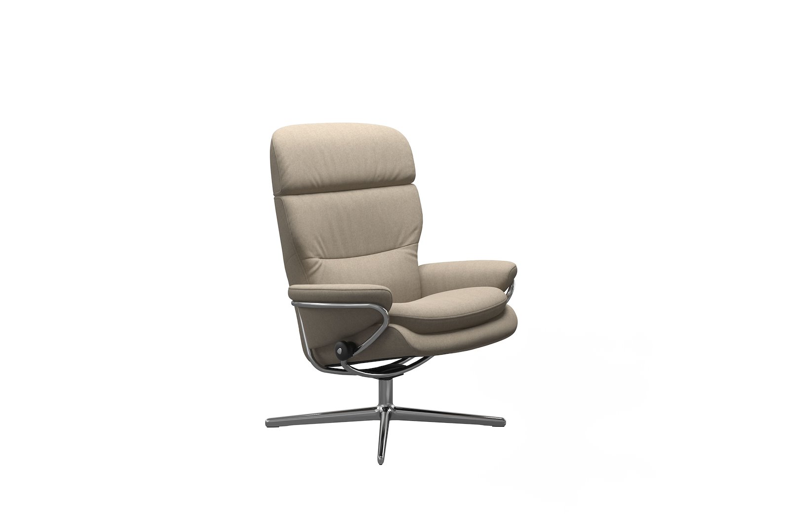Rome lenestol Tekstil Calido Light Beige - Cross - Chrome