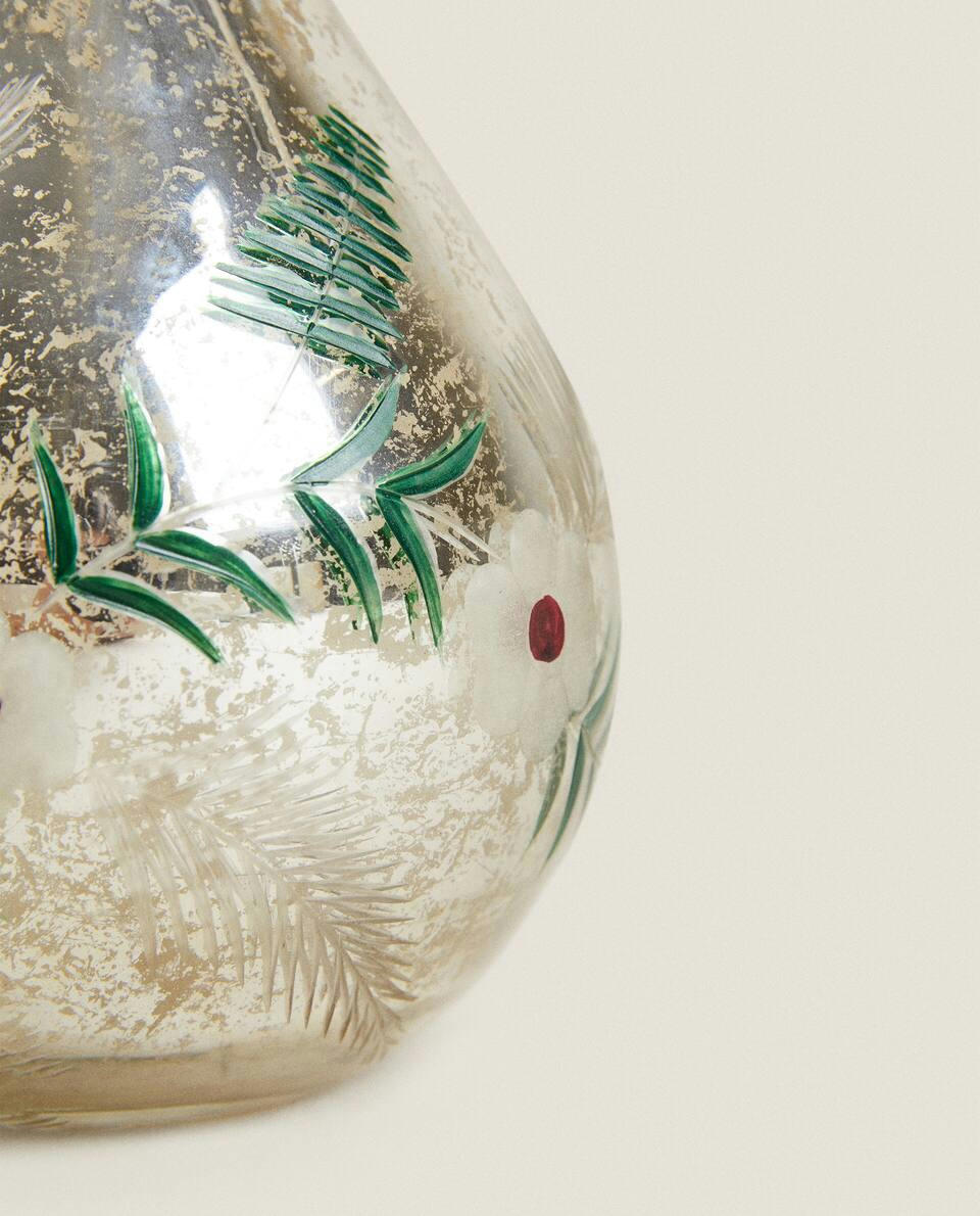 VASO DE VIDRO COM FLORES DE NATAL