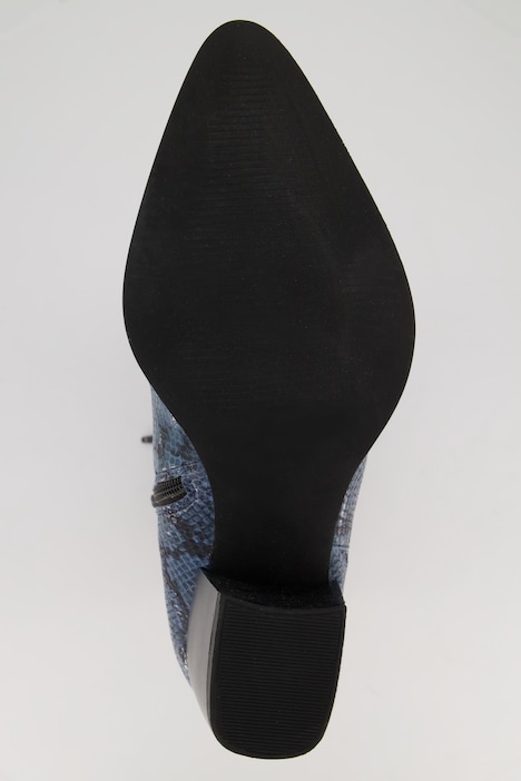 Lederstiefel, XXL-Schaft, Schlangenlederoptik, Weite H