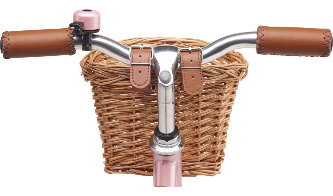 Løbecykel pige retro pink med flet kurv