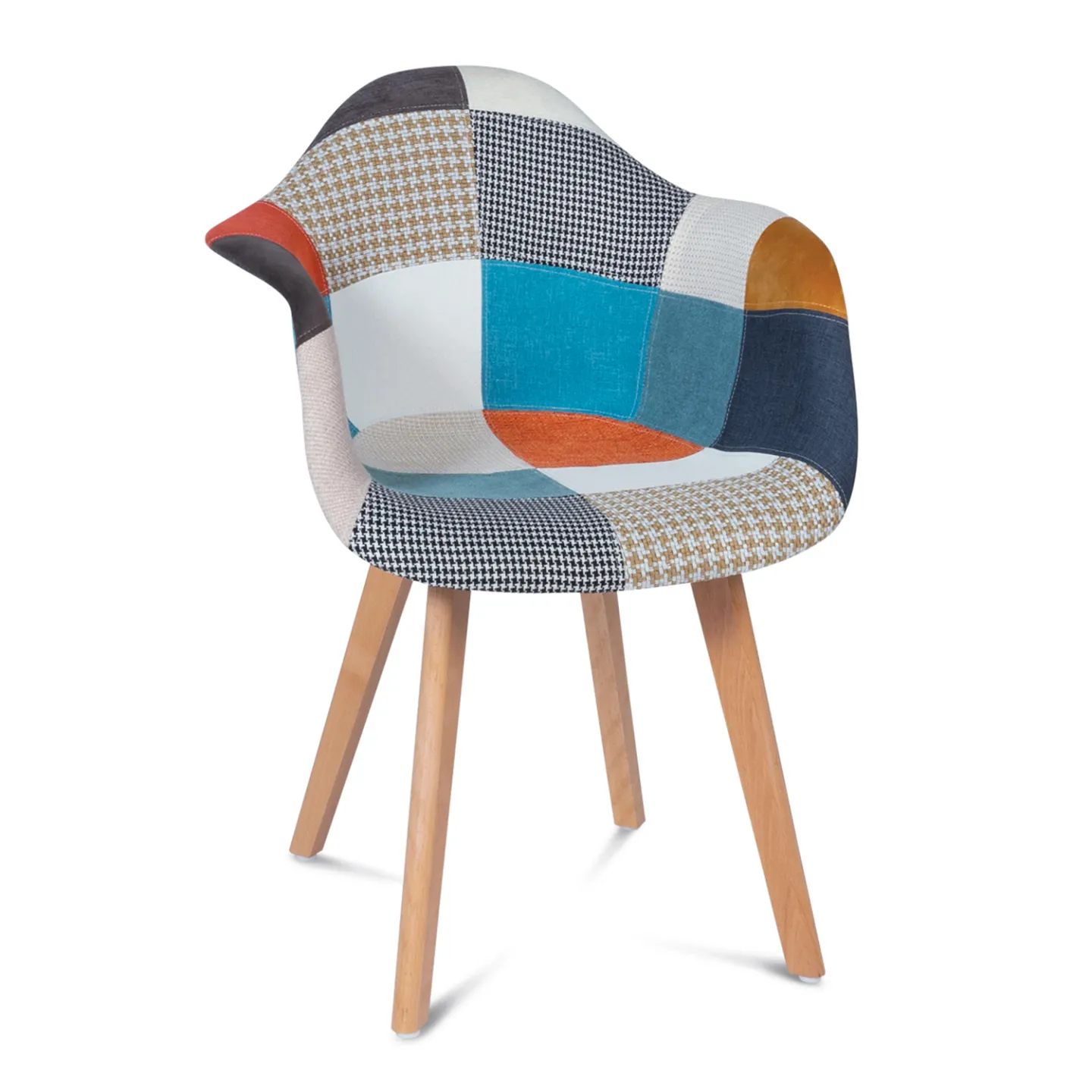 Lot de 2 chaises de salle à manger scandinaves, fauteuils de table SARA motifs patchworks multi-couleurs