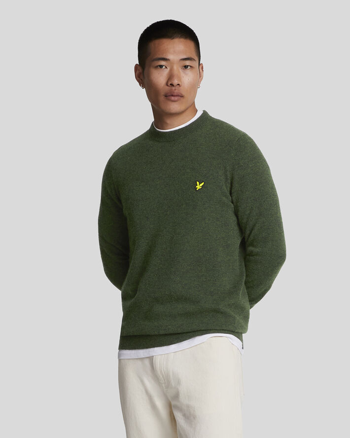 Lyle & Scott Lambswool Blend Crew Neck Jumper W507 dark green marl