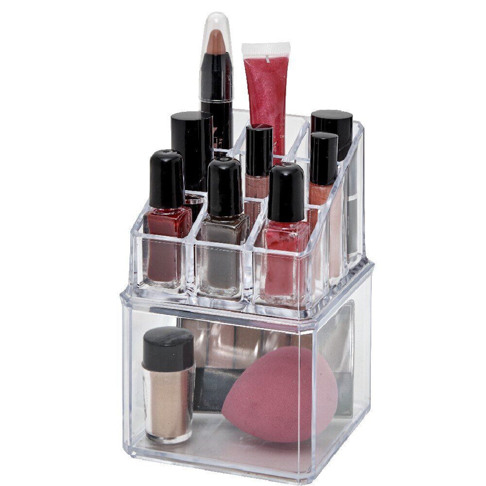Organisateur à maquillage 2 niveaux transparent