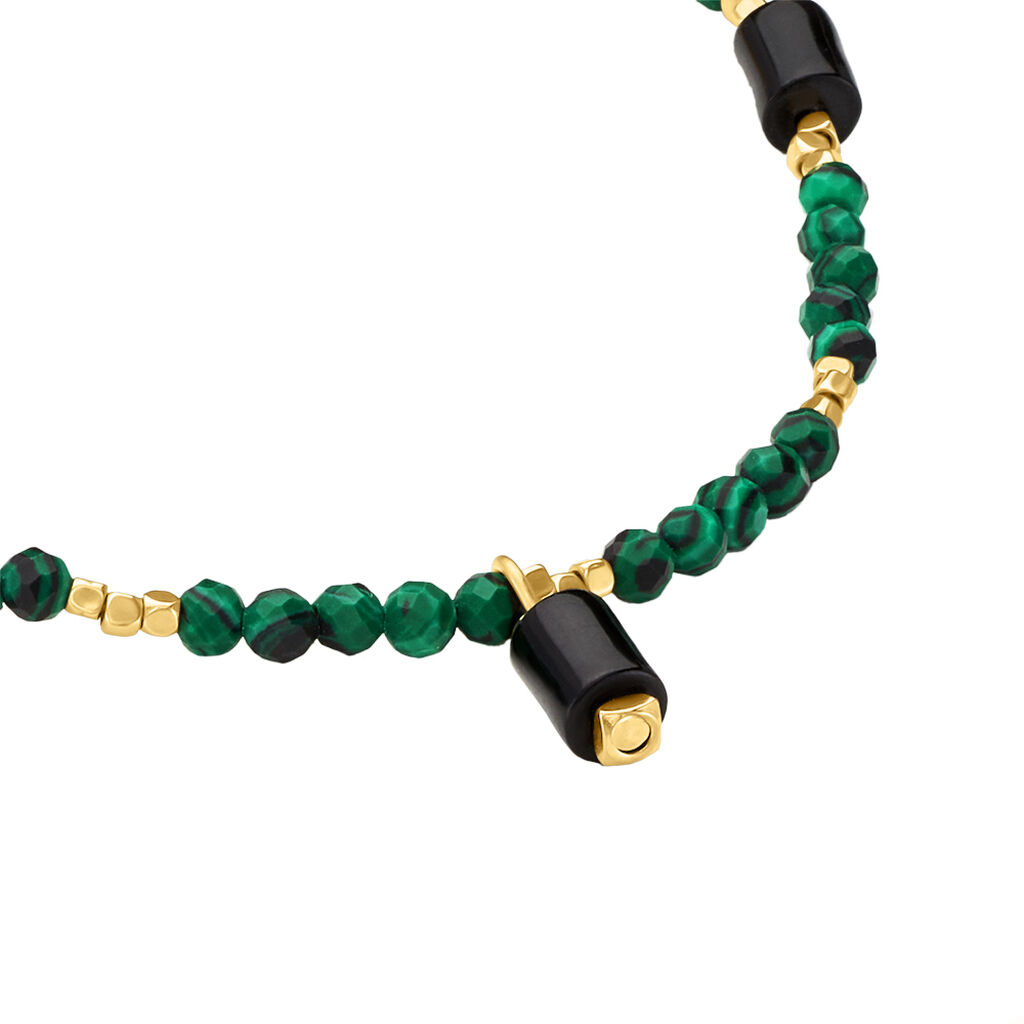 Collier Attila Acier Doré Quartz Jade