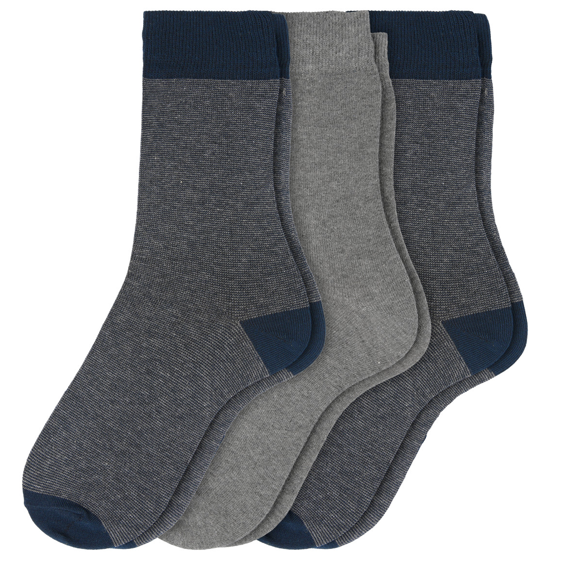VanVaan 3 Paar Herren Socken im Muster-Mix grau / dunkelblau
