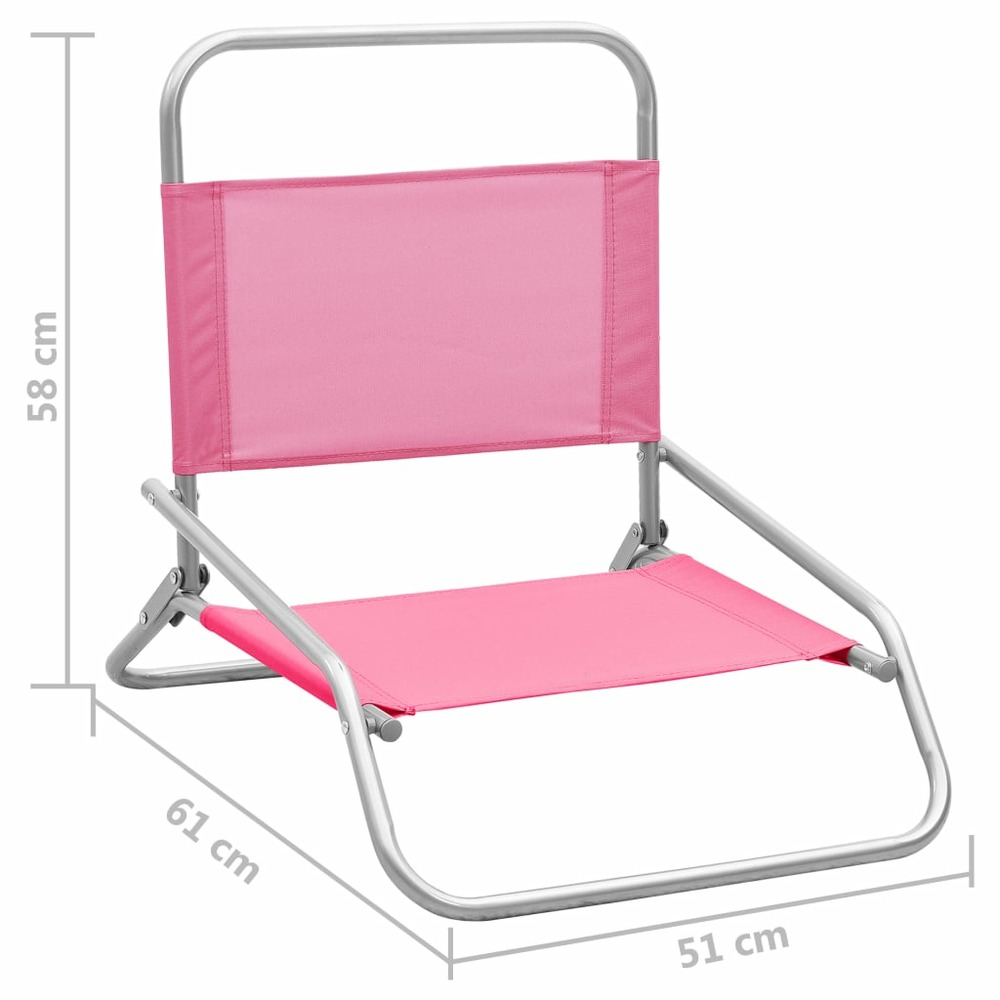 Chaises de plage pliables 2 pcs rose tissu