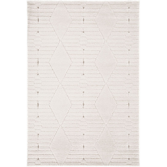 Tapis de salon graphique en relief - ilyes - blanc crème - 120 x 170 cm