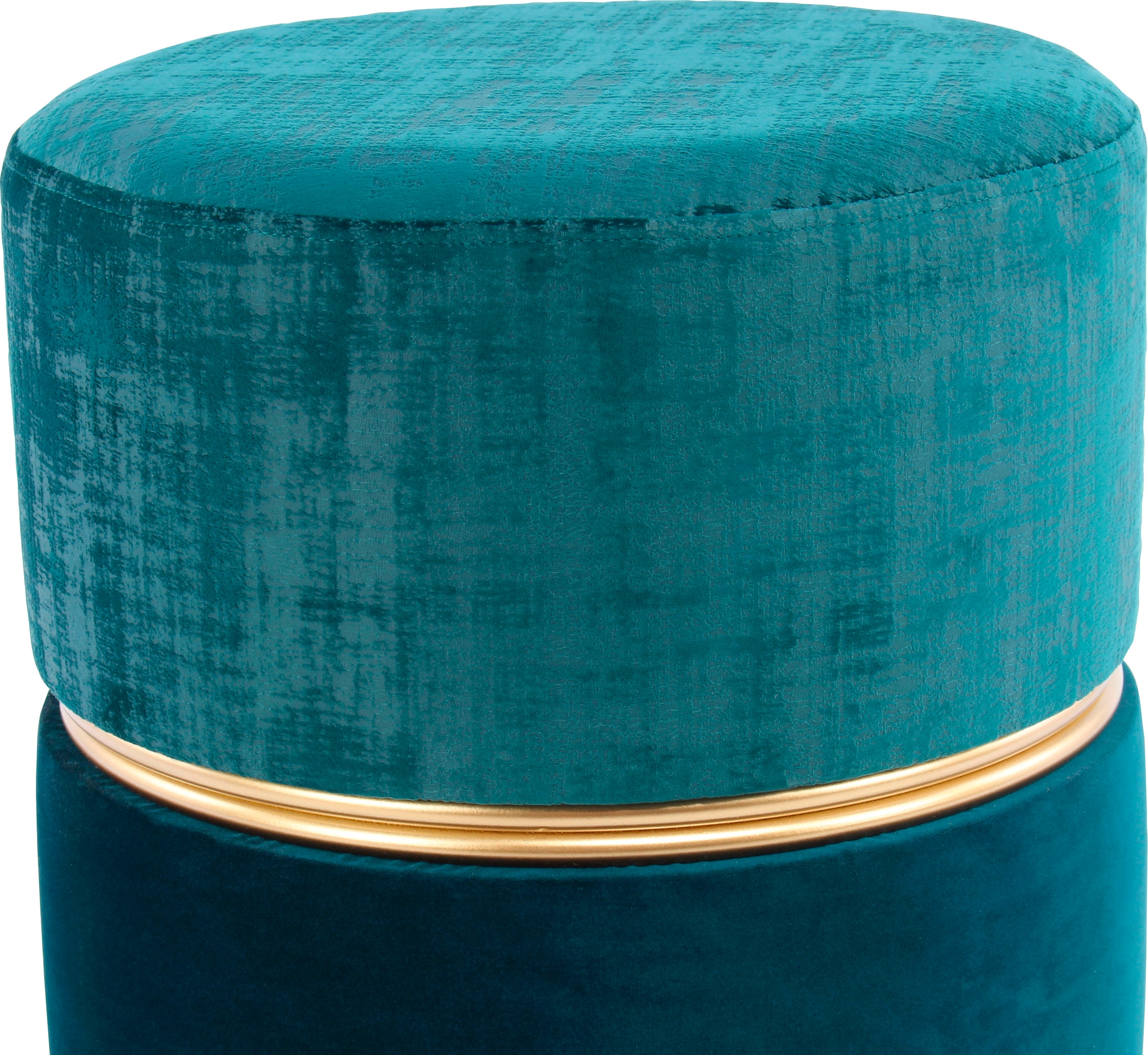 Kayoom Sitzhocker »Hocker Cleopatra 625, Sitzhocker in zweifarbigem Design« 1 Stk. tlg. zweifarbig, dekorativ, pflegeleicht, edler Akzent durch Metallring