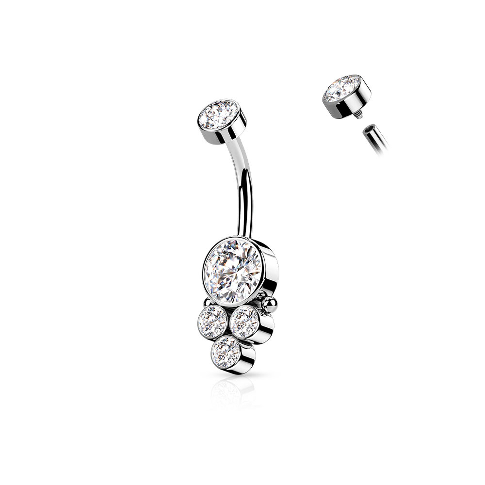 (10mm) 316L Chirurgenstahl Bauchnabelpiercing mit Gewindeverschluss - Silber