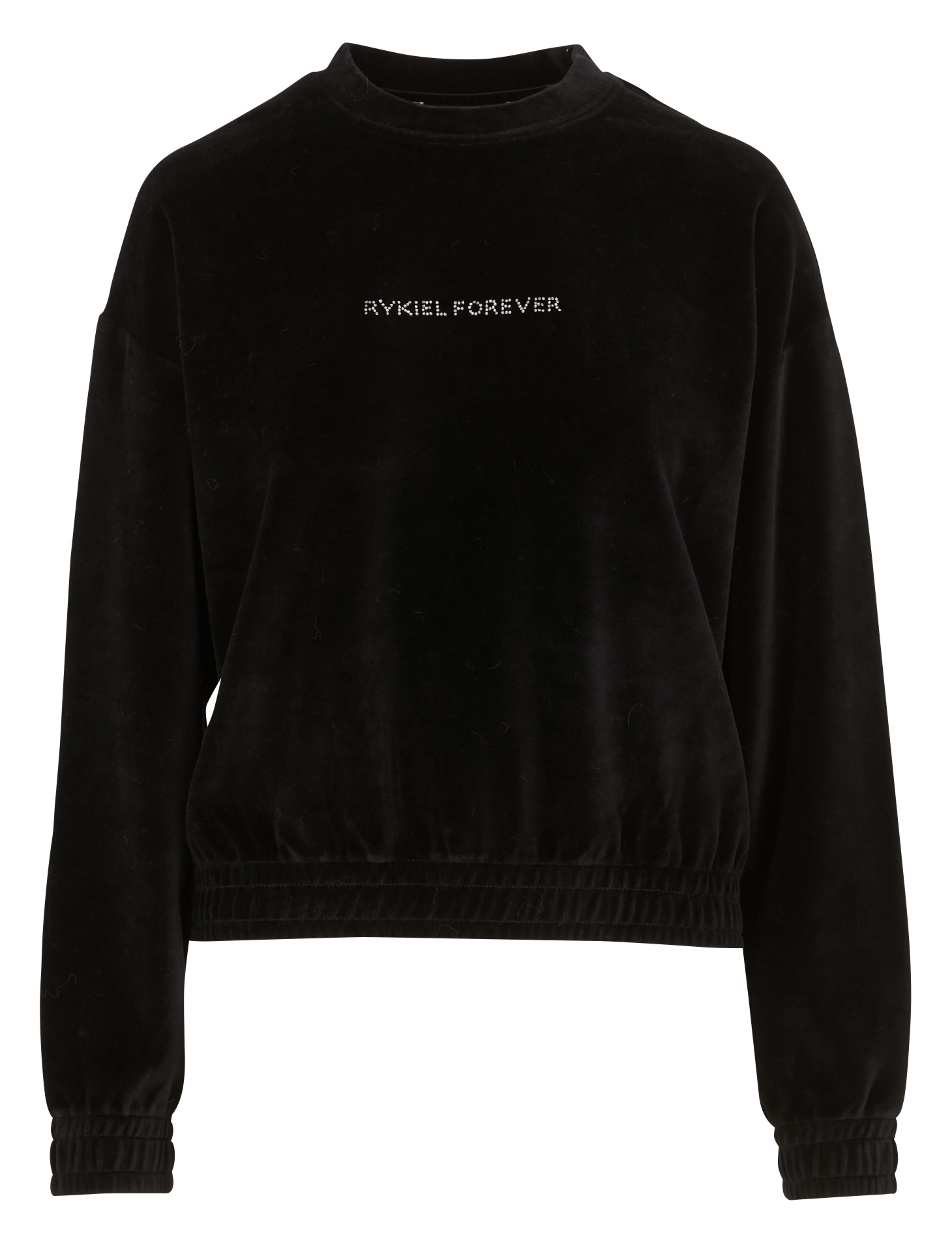 Sweat col rond en coton mélangé| Noir