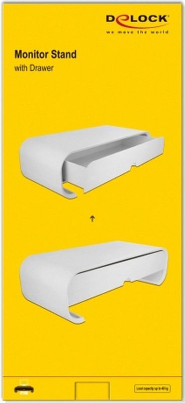 DeLOCK ergonomische monitor standaard/verhoger met 1 lade - L / wit