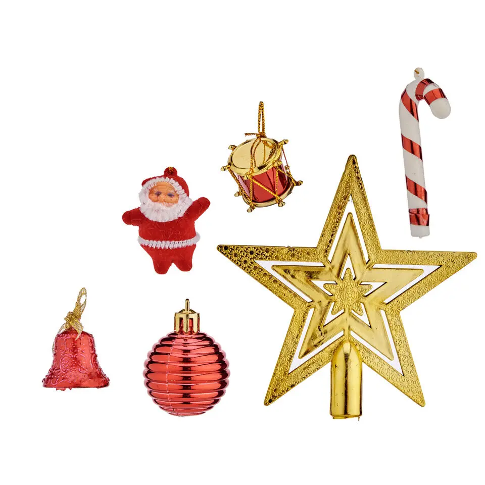 Krist  kersthangers - 24x - met piek rood voor mini kerstboom