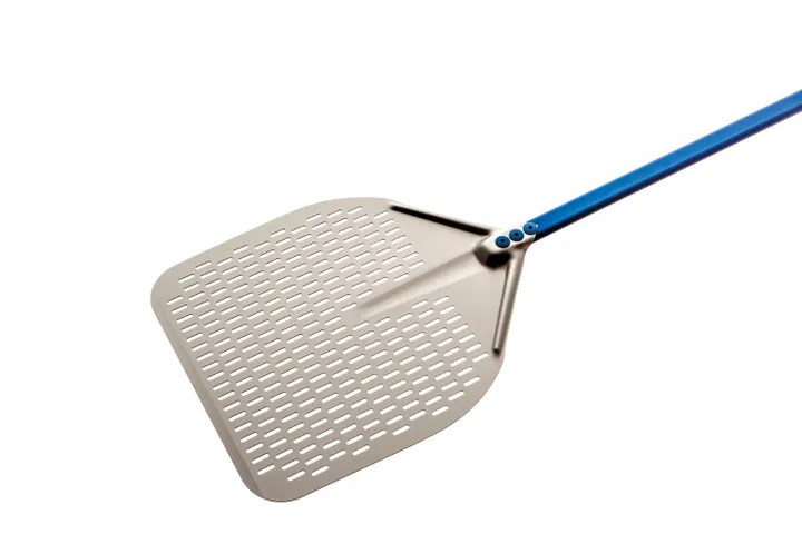 Gi.Metal Azzurra Rectangular Perforated Pizza Peel 36x36 cm Handle 120 cm