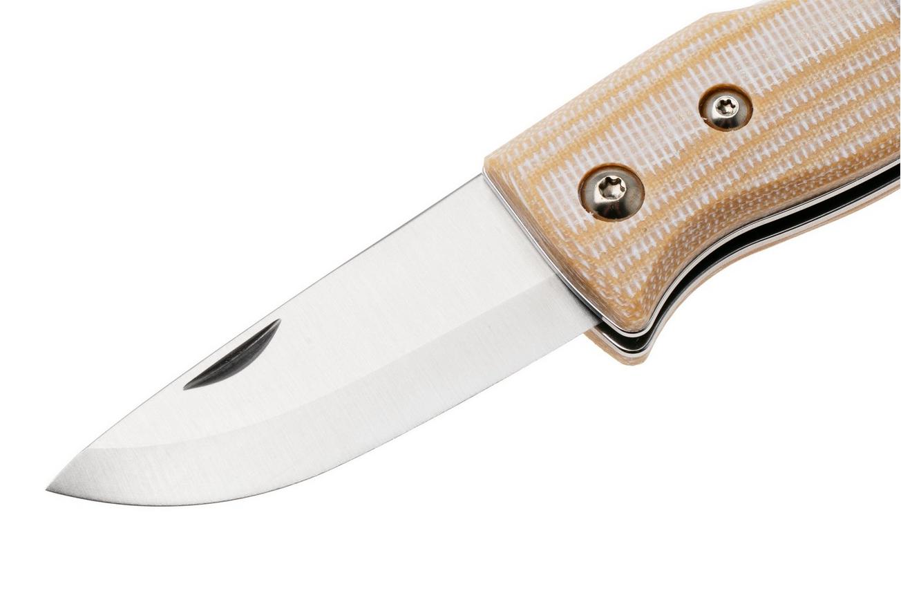 Helle 761 Berget, 200763, Satin Sandvik 12C27, Beige Canvas Micarta bushcraft zakmes