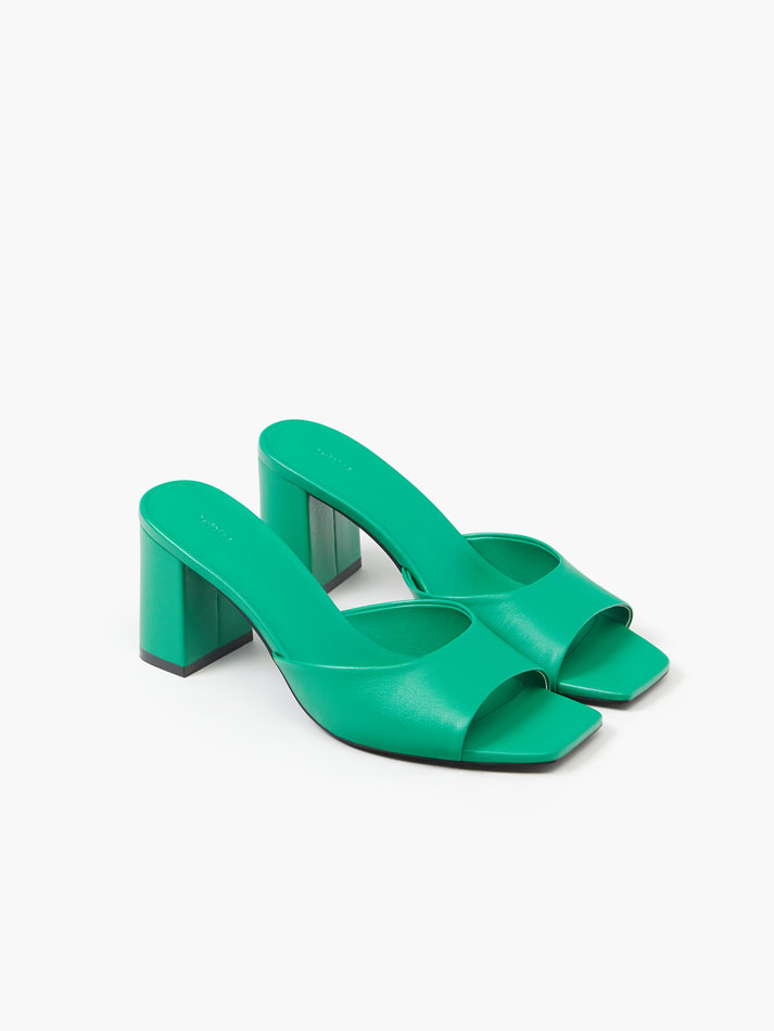 Sandália mule com salto - Verde