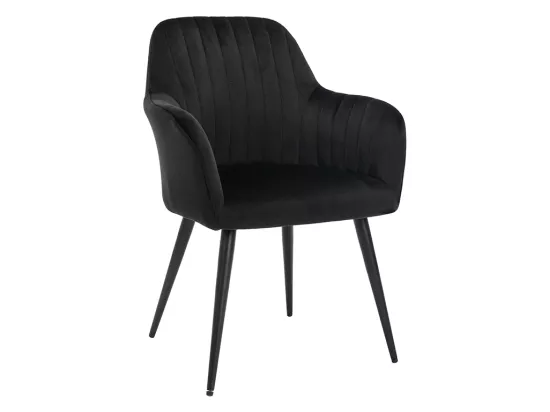 Lot de 6 chaises avec accoudoirs en velours et métal - Noir - ELEANA