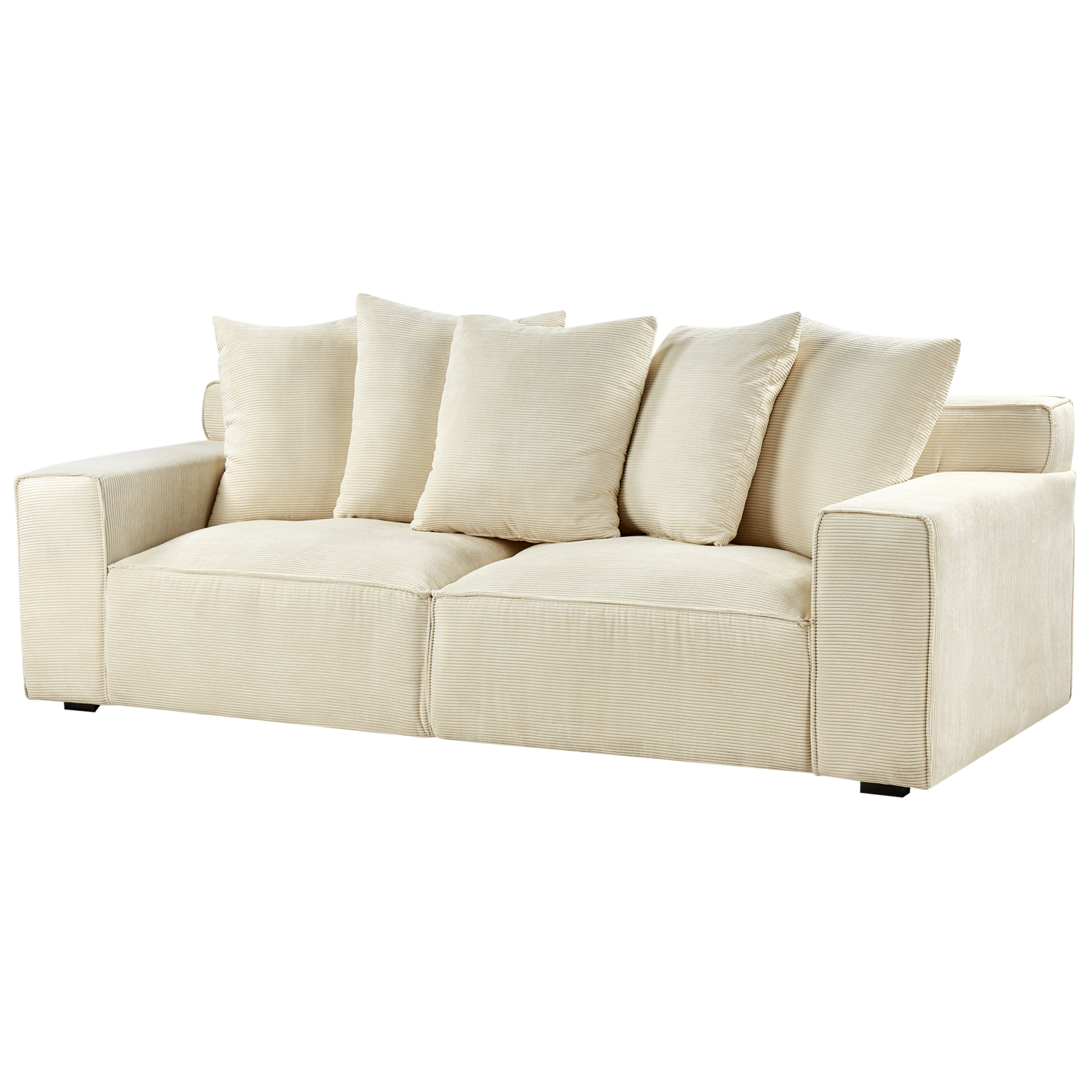 Beliani - VISKAN - Driezitsbank - Lichtbeige - Corduroy
