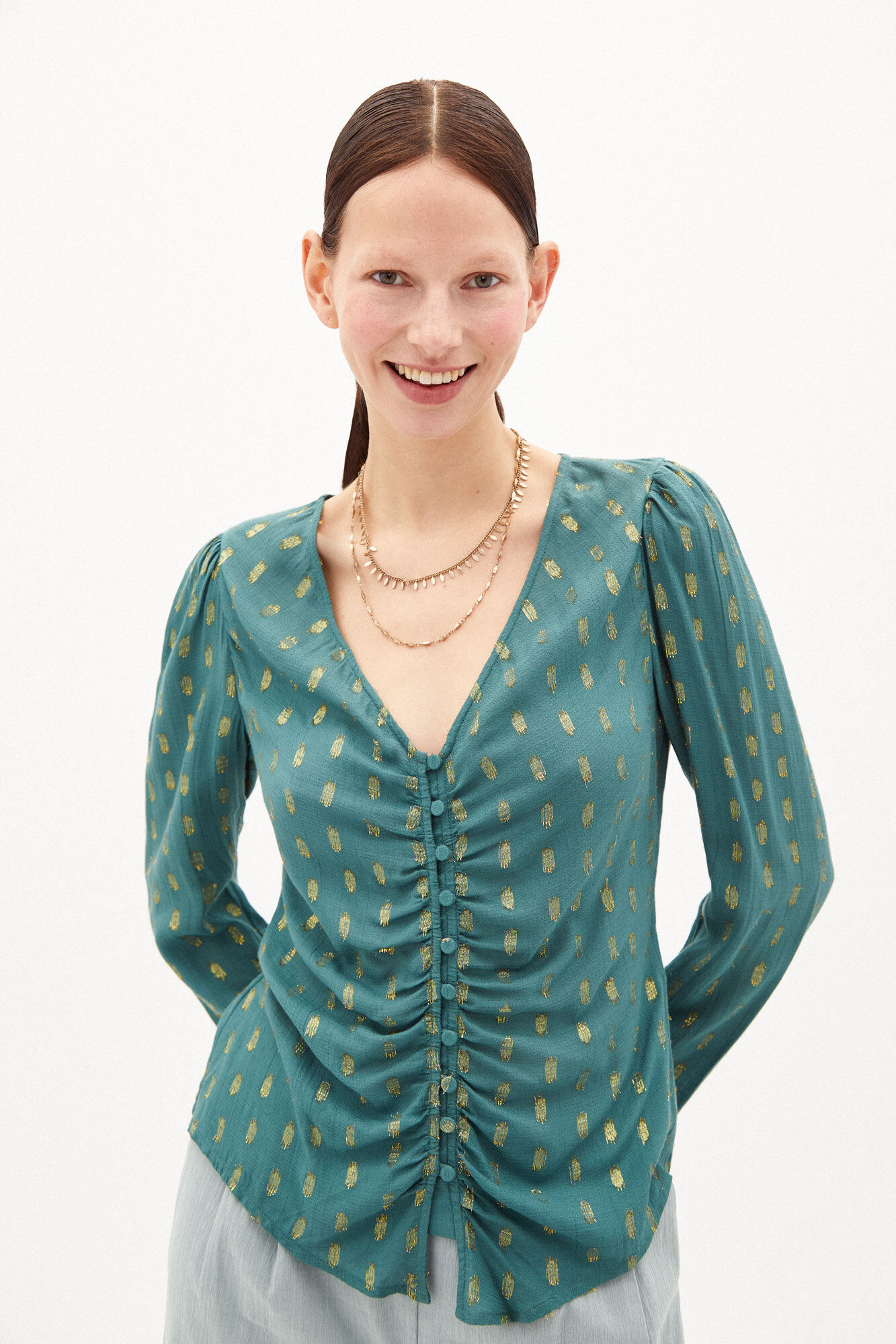 Blusa Aroa com lurex - Verde