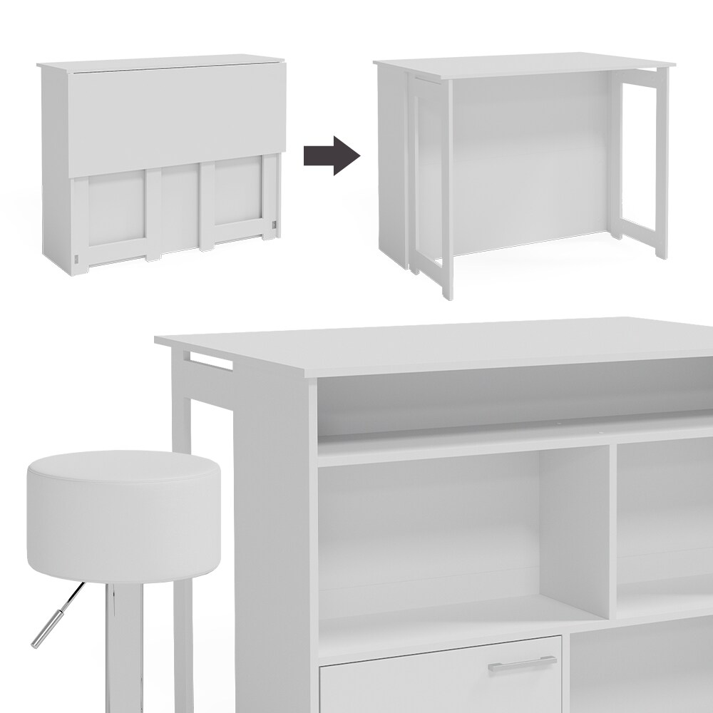 Vicco Bartisch Dominic Weiß 116 x 37 cm Barhocker Esszimmer Küche offene Fächer Tür