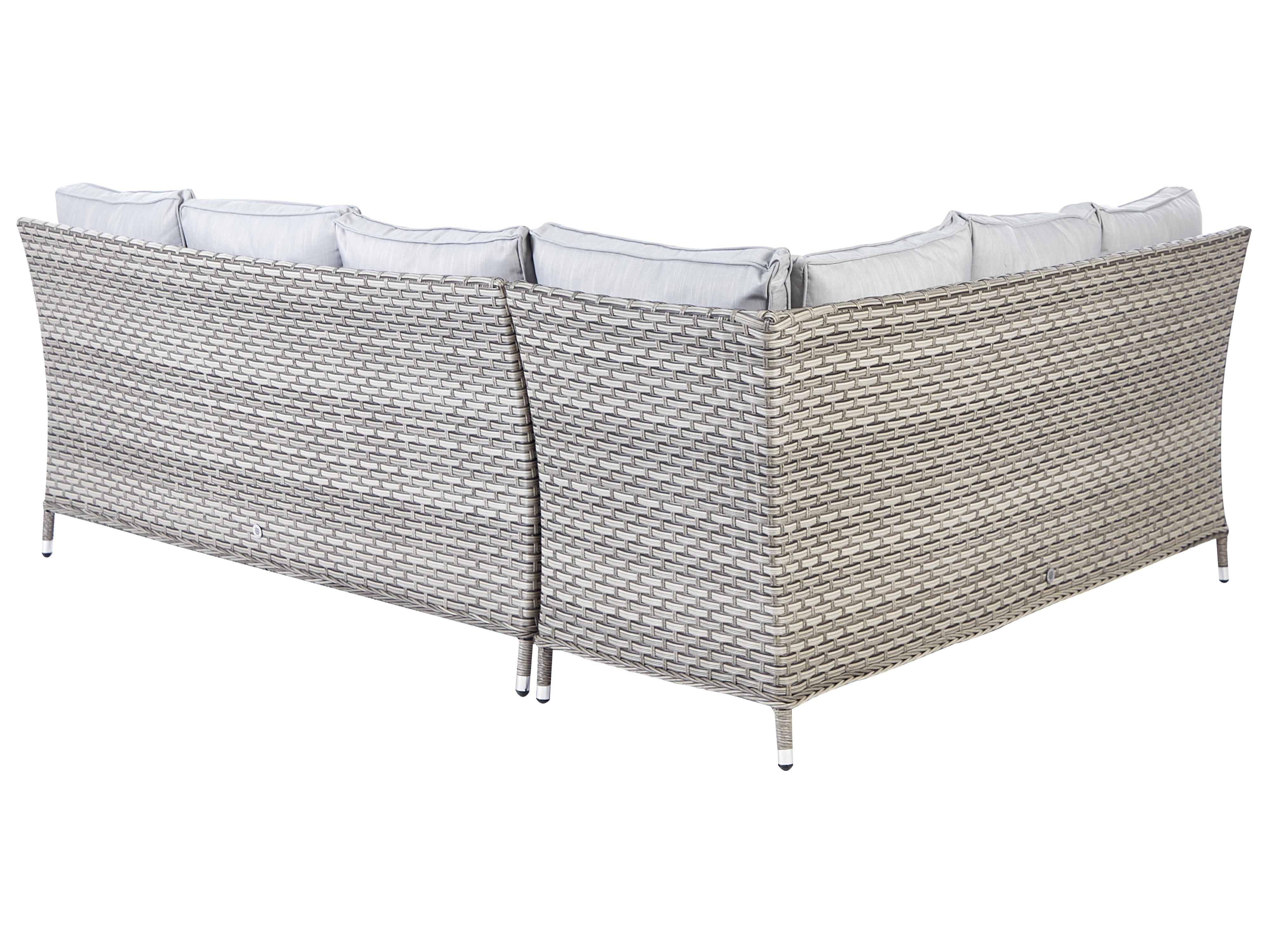 Loungeset met tafel en ottomaan 9-zits LACONA rechtszijdig PE rotan Lichtgrijs