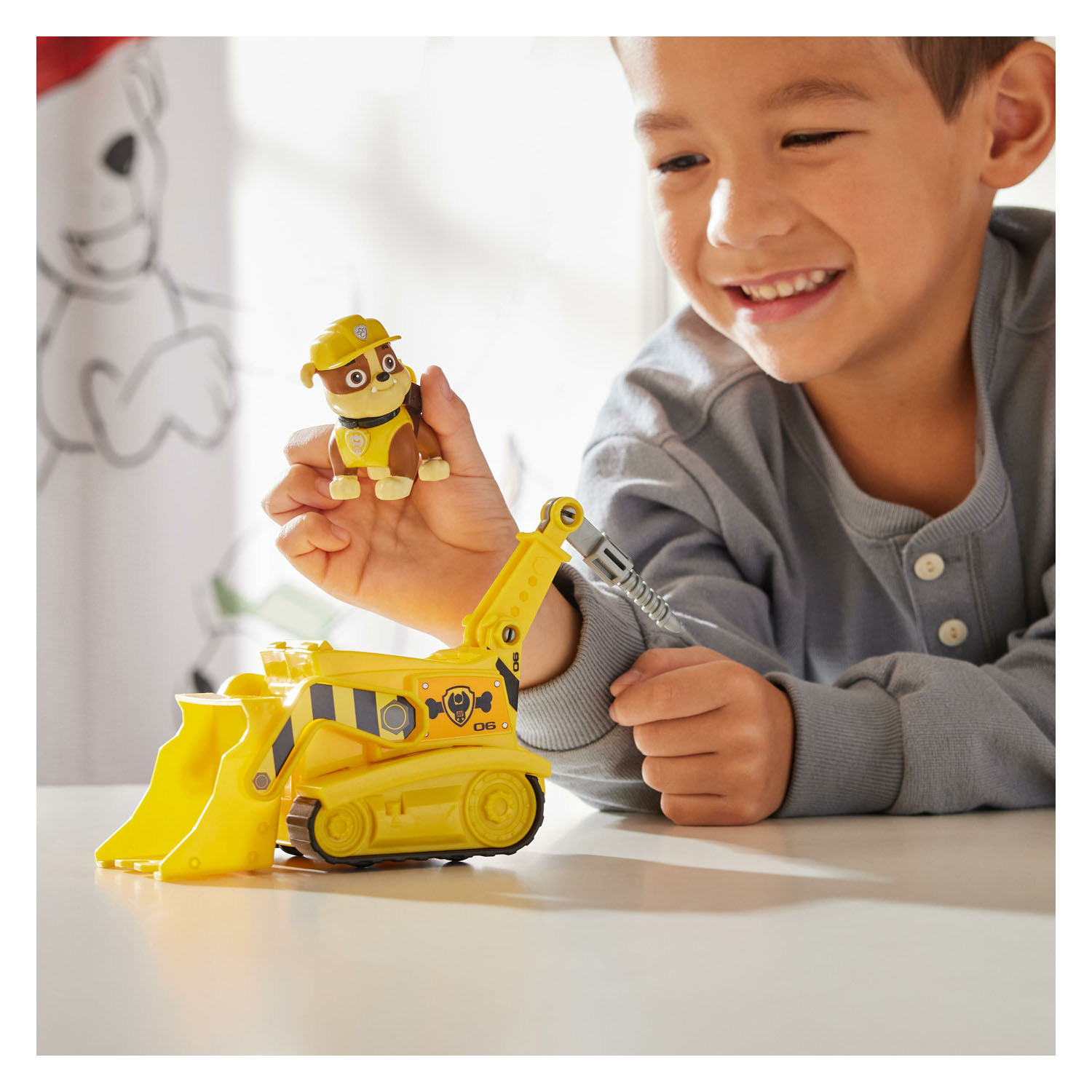 PAW Patrol Voertuig met Speelfiguur - Rubble's Bulldozer