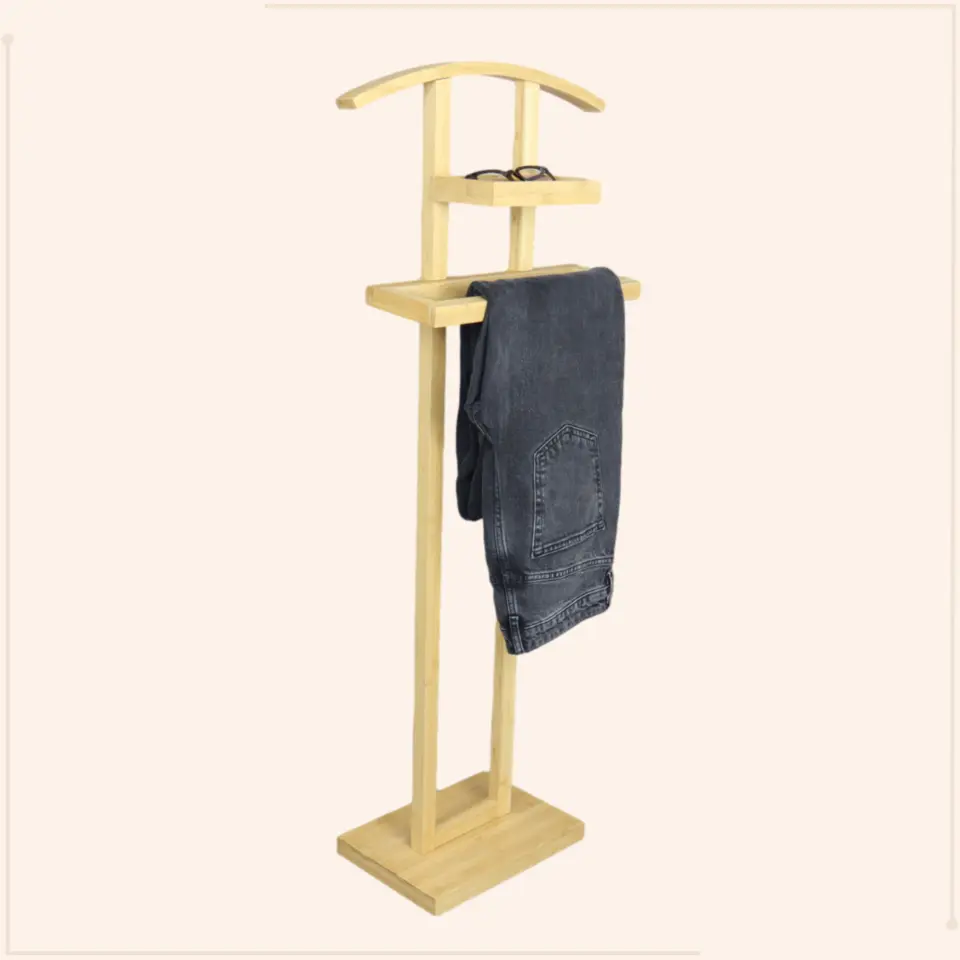 MISOU Dressboy Kledingstandaard Kledinghouder Bamboe Hout 44.8x22.2x114.2 cm