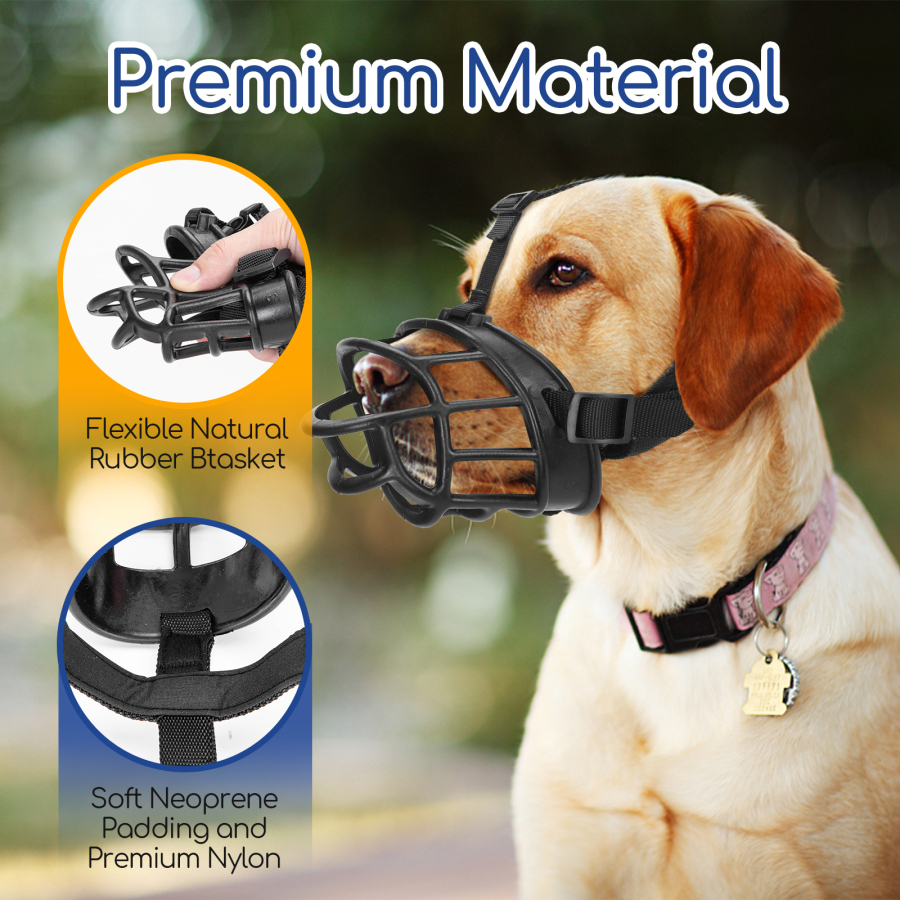 Focinheira Nobleza para cães, previne mordidas, mastigação e latidos, permite que o cão beba água e respire ofegante, adequada para cães de pequeno, médio e grande porte, com alças ajustáveis (M, preta)