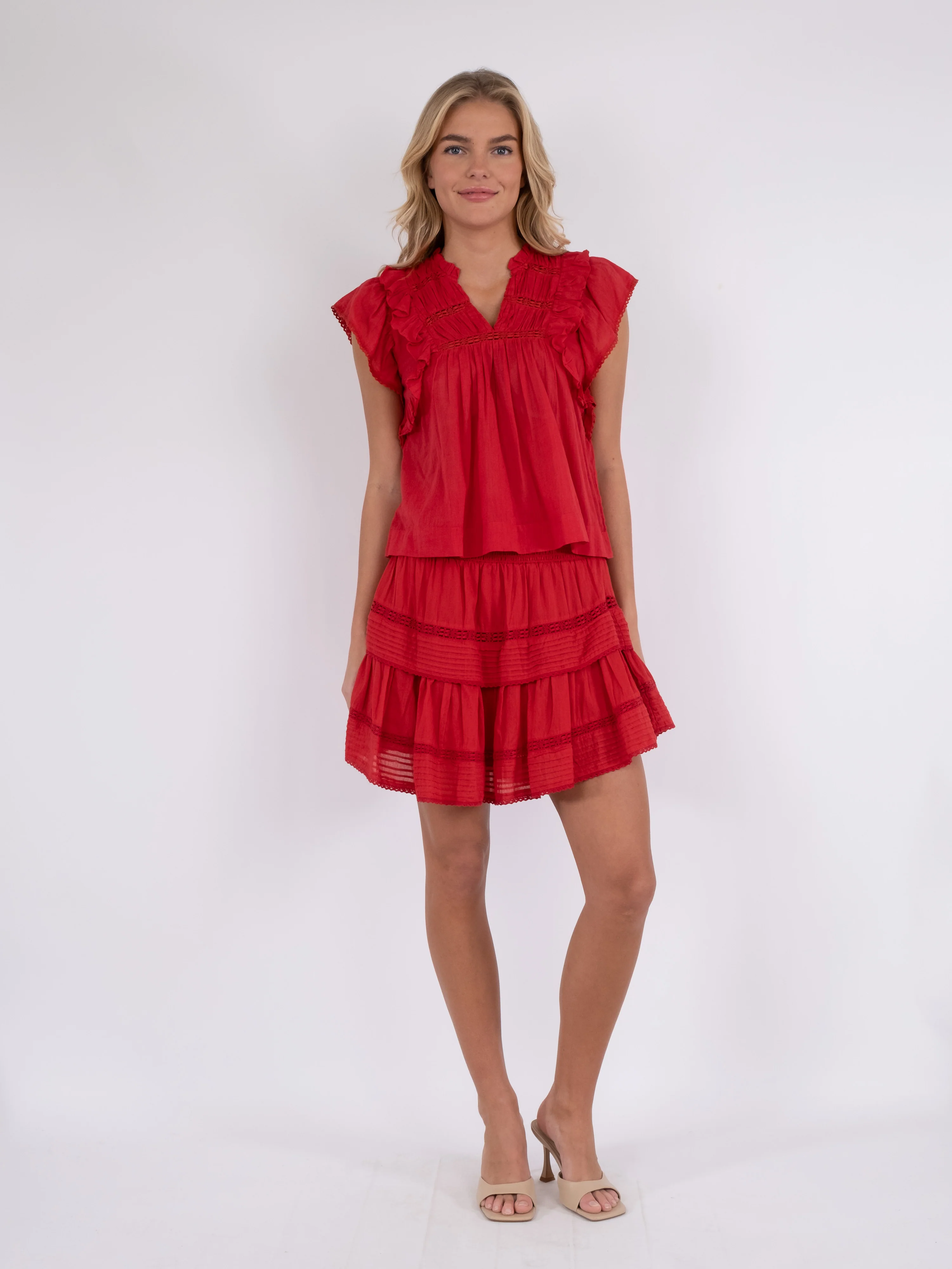 Neo Noir  Jayla S Voile top - Rød