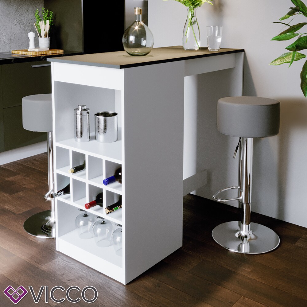 VICCO Bartisch ROSS Weiß Bartresen Stehtisch Tresentisch Bistrotisch Tisch inkl. Barhocker