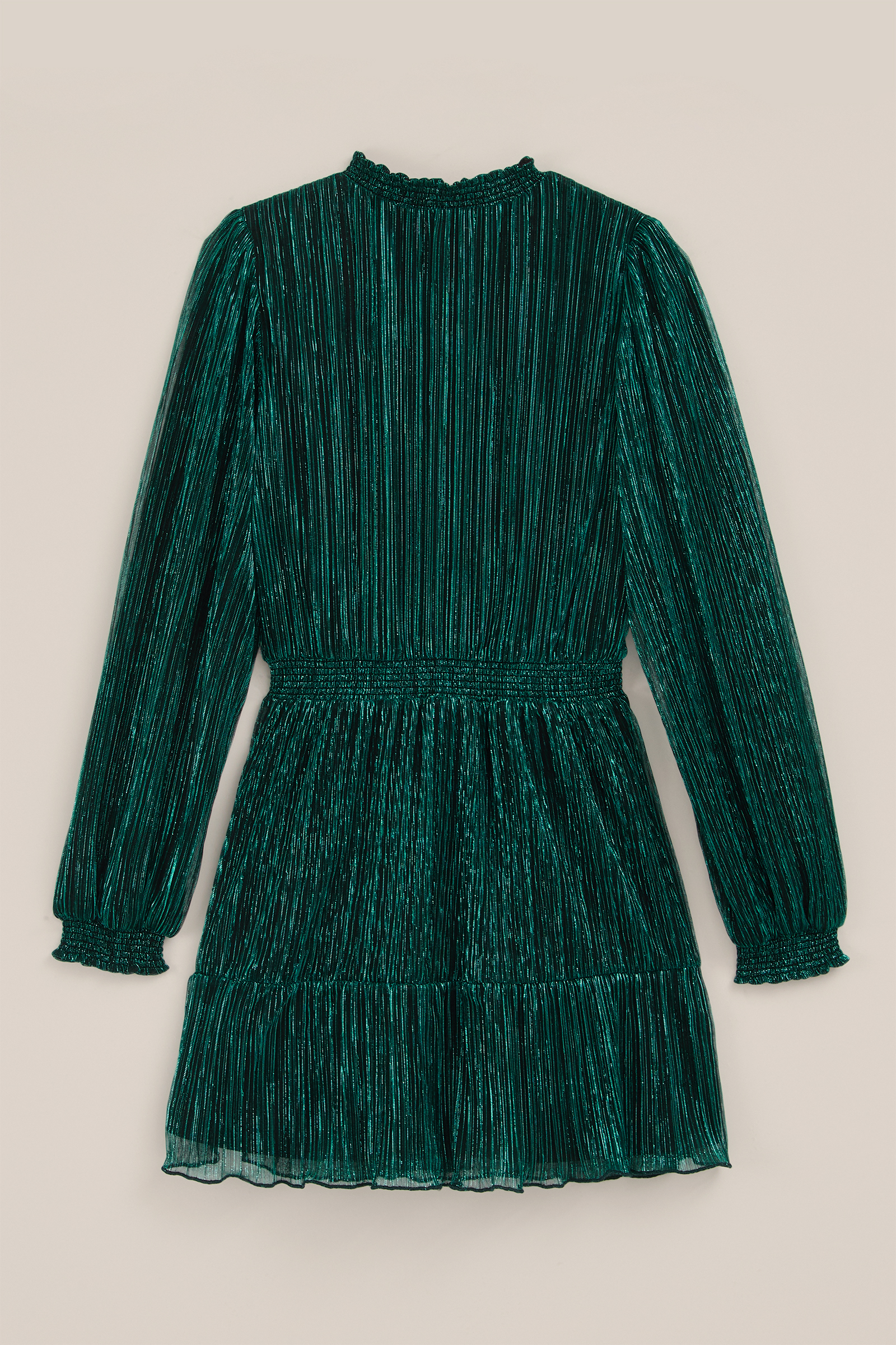 Meisjes jurk met glittergaren WE Fashion Donkergroen