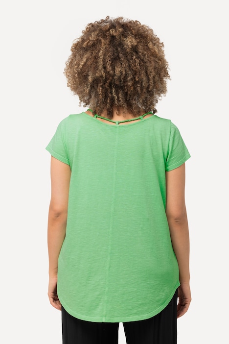 T-Shirt, Kordel, A-Linie, Rundhals, Halbarm