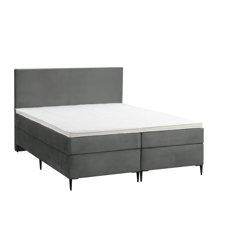 Boxspring Liv egaal - grijs - 160x200 cm - slanke poot