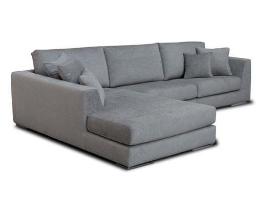 CITY - Canapé tissu Monaco méridienne gauche tissu gris moyen