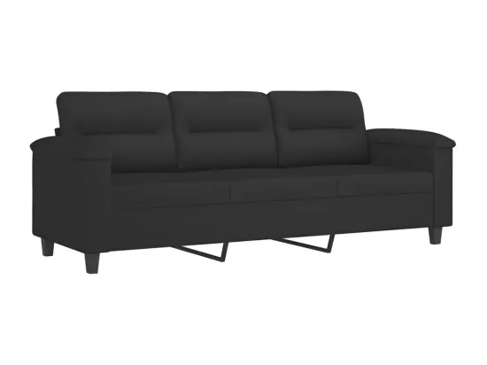Ensemble de canapés 3 pièces avec coussins Noir Tissu microfibre