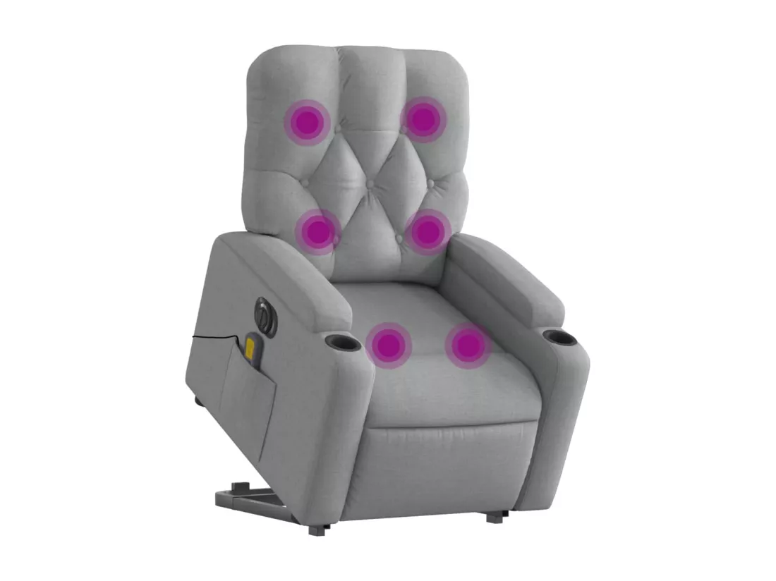 Fauteuil inclinable de massage électrique Gris clair Tissu