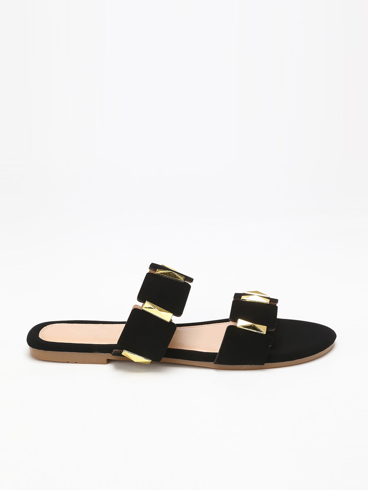Mules à double brides et détails- Noir