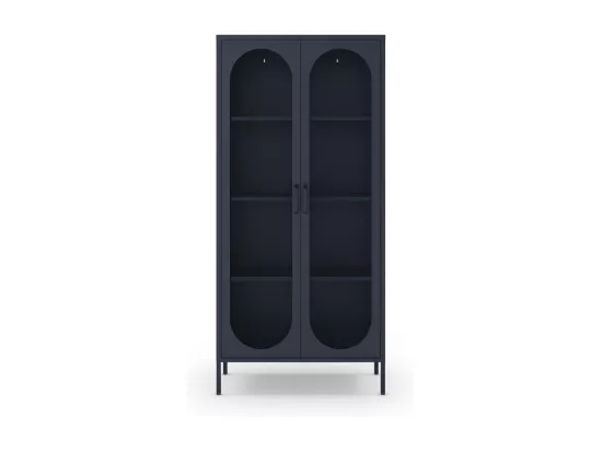 Zio - Vaisselier 2 portes en métal H170cm - Bleu nuit