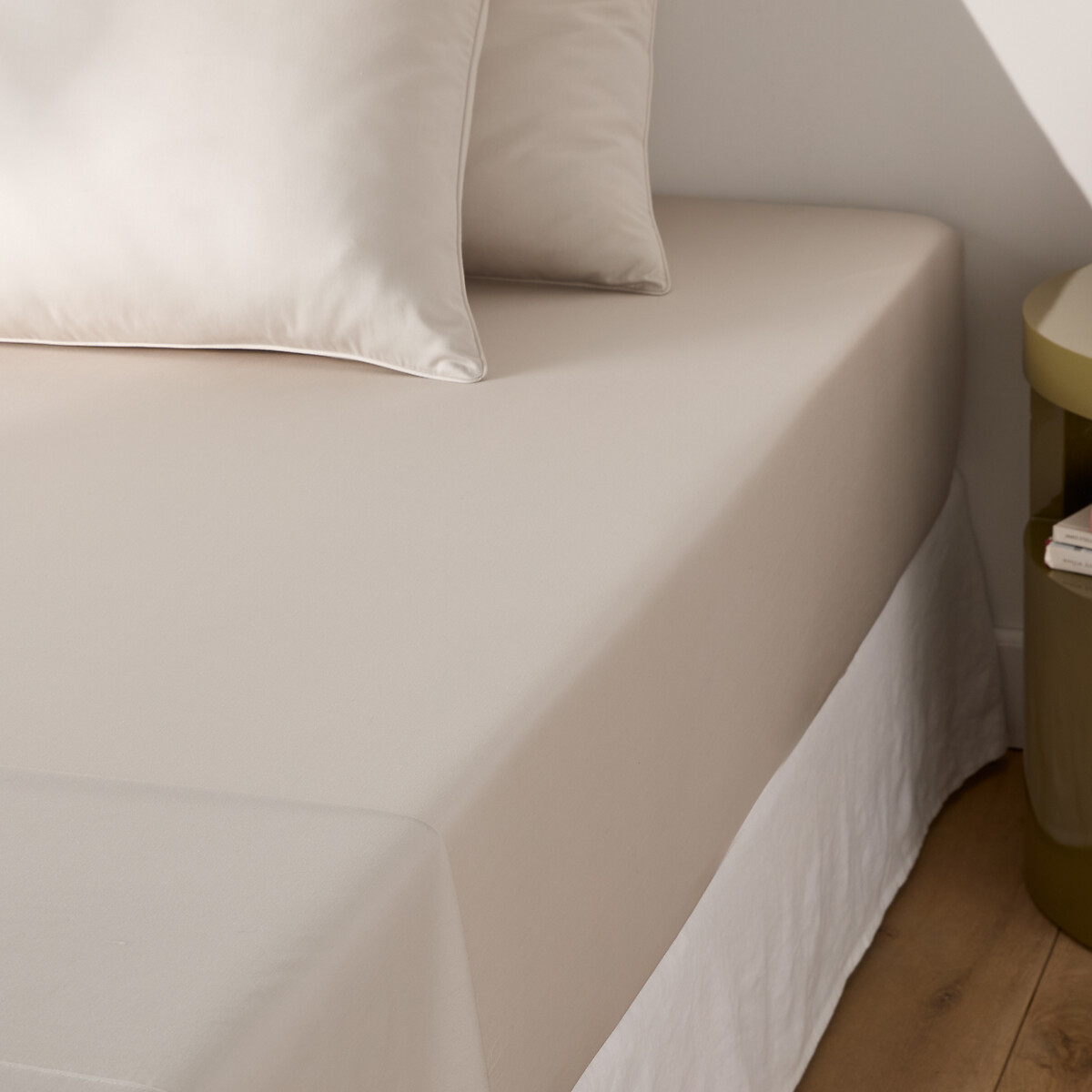 LA REDOUTE INTERIEURS<br>Lençol de algodão cetim, dobra 30 cm, Opale