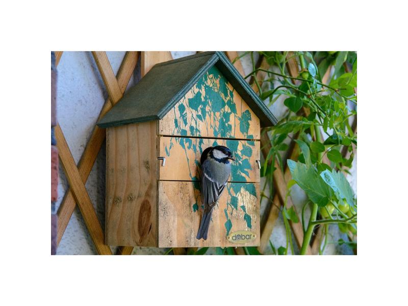 dobar Nistkasten Camouflage Birke, 17.5 x 17 x 33 cm, Holz Nistkasten mit austauschbaren Einfluglöchern
