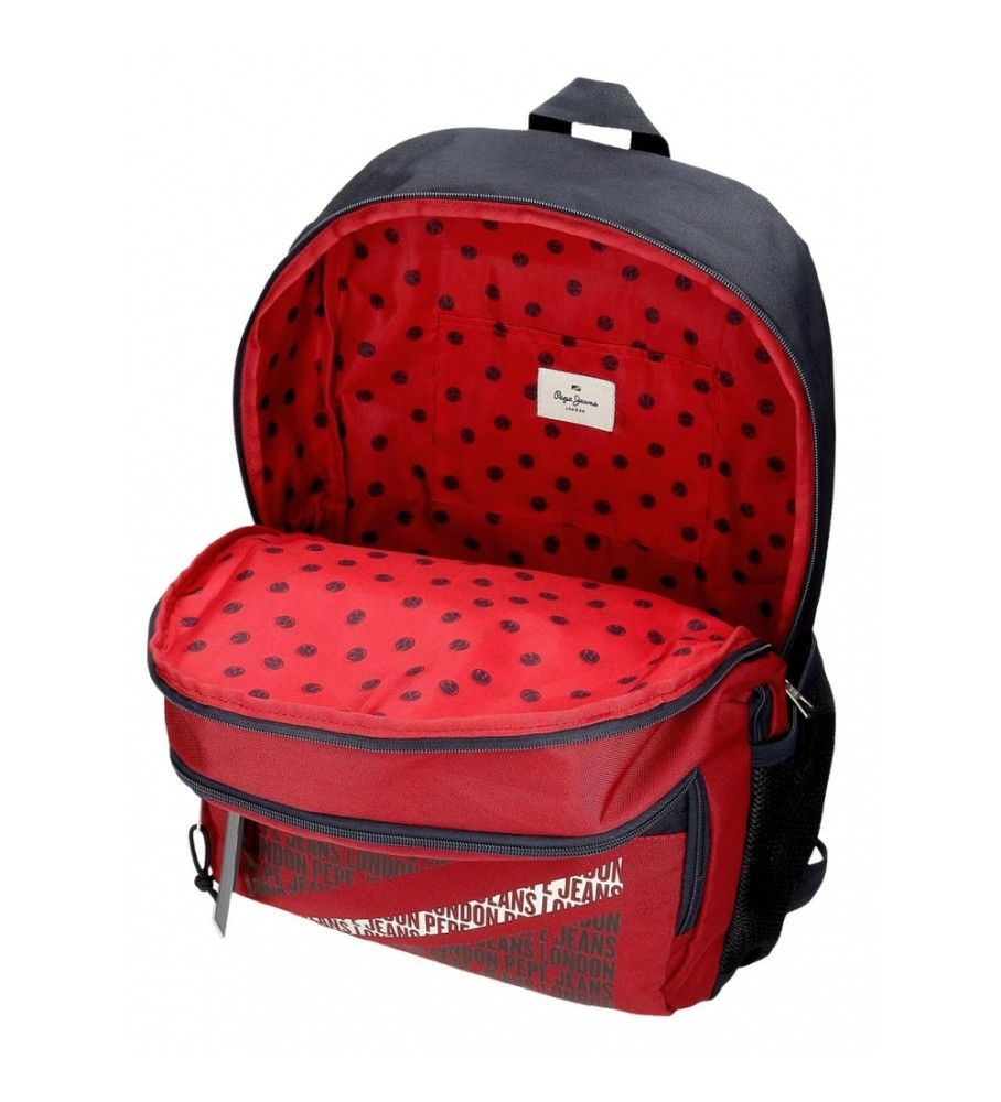 Mochila ajustável Pepe Jeans Clark de 46 cm com dois compartimentos, vermelha.