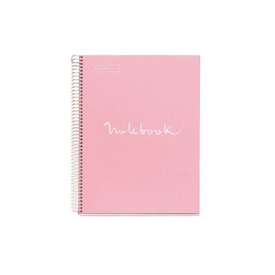 Notebook Emotions, couverture rigide, A4, quadrillage 5x5 mm, 80 feuilles de 1 couleur,Miquelrius, Rose.
