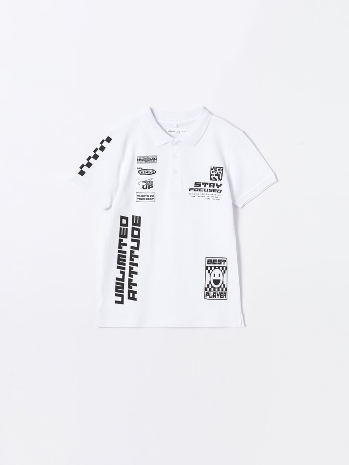 Camisa polo estampada - Branca